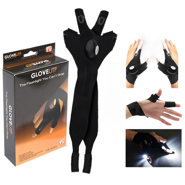 LED-Fingerhandschuhe – Freihändige Taschenlampe zum Reparieren, Angeln, Camping – Wiederaufladbar &amp; Wasserdicht