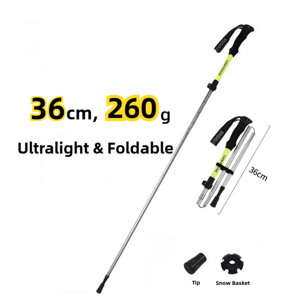 Ultraleichte und faltbare Trekkingstöcke aus Aluminium 7075 – Nur 260 g, auf 36 cm zusammenpackbar, ideal zum Wandern und Klettern