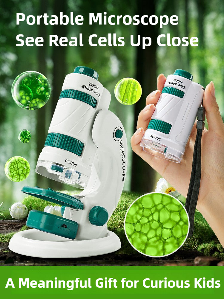 Microscope Kit for Kids – Includes 12 Glass Slides, Adjustable Focus