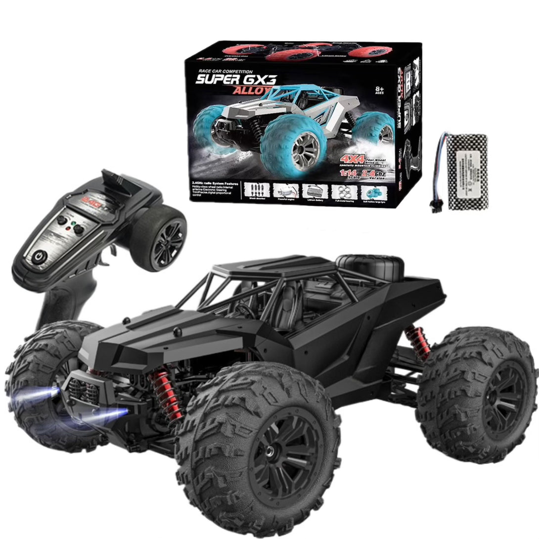 Coche RC 1:16 Black Warrior sin escobillas con caja y mando a distancia