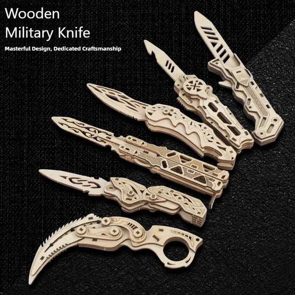 6-in-1 Wooden CSGO Knife Puzzle Set – DIY 3D Mechanical Model Kit for Teens and Adults
